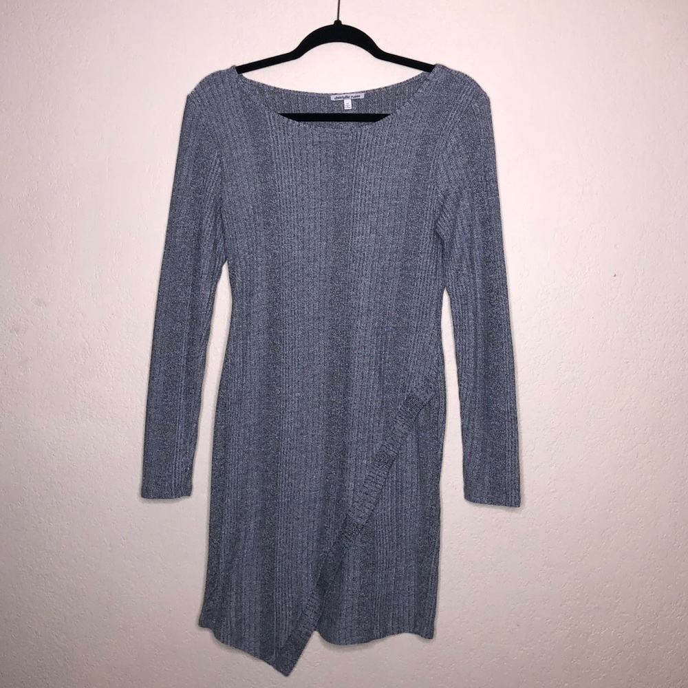 Charlotte Russe Gray Knit Long Sleeve Dress
